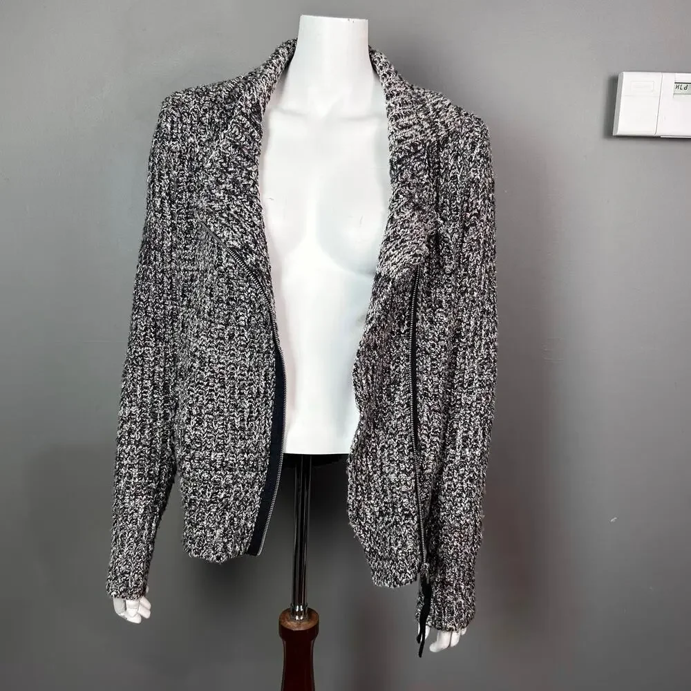Free‎ People sweater Medium cardigan moto full zip chunky motorcycle
